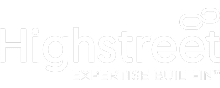 White logo with the word Highstreet in large font and EXPERTISE. BUILT-IN. below in smaller text. An icon of eyeglasses appears above the last letters of Highstreet on a plain background.