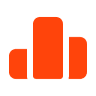 A minimalist icon with three vertical orange bars of varying heights, resembling a bar chart, on a light gray background.
