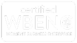 The image shows a logo with the words certified WBENC and Womens Business Enterprise in bold letters.