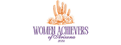 Logo with orange desert landscape and cacti above the words “Women Achievers of Arizona 2023” in purple and orange text on a light background.