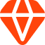 A stylized red-orange diamond shape with a white geometric line pattern resembling a letter A across its center.