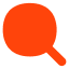 A simple red-orange magnifying glass icon with a round lens and a short handle, set against a light gray background.