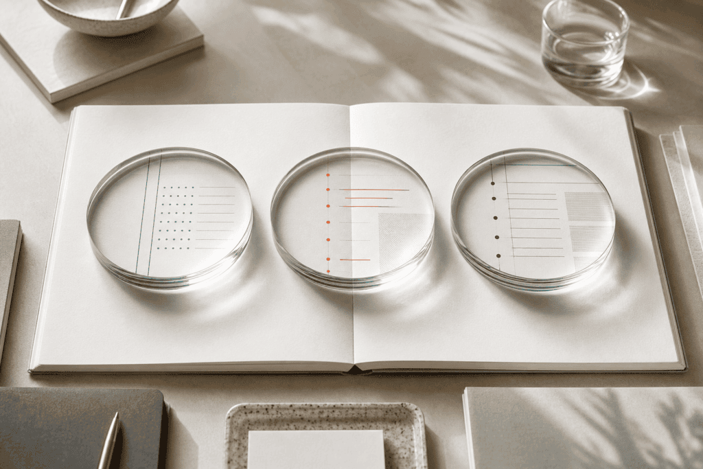 Three magnifiers highlight different proposal scoring details for the Optumas Content Refinement case study.